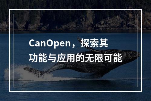 CanOpen,探索其功能与应用的无限可能