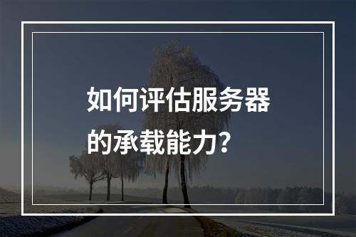 如何评估服务器的承载能力?