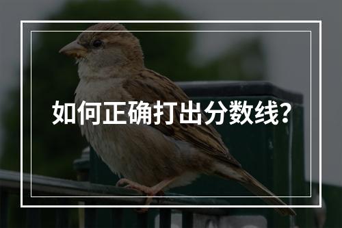如何正确打出分数线?