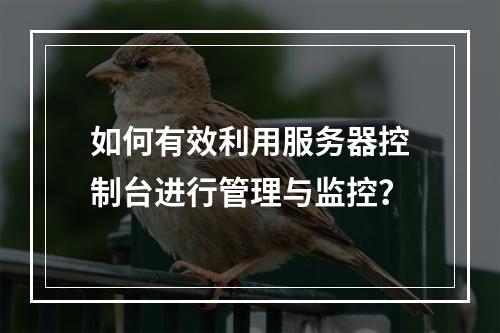 如何有效利用服务器控制台进行管理与监控?