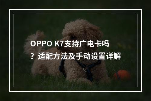 OPPO K7支持广电卡吗？适配方法及手动设置详解