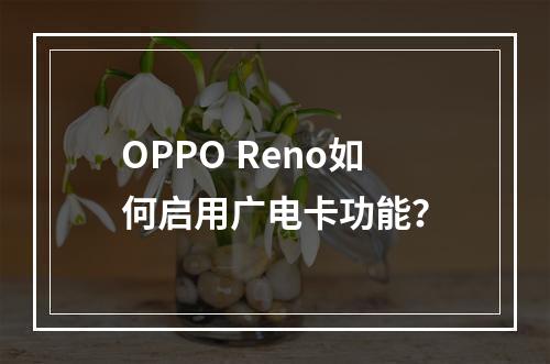 OPPO Reno如何启用广电卡功能？