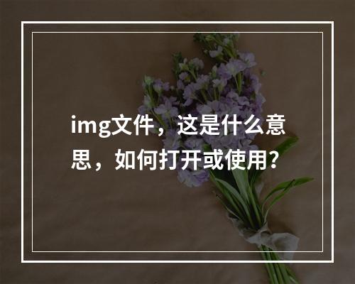 img文件,这是什么意思,如何打开或使用?