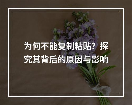 为何不能复制粘贴?探究其背后的原因与影响