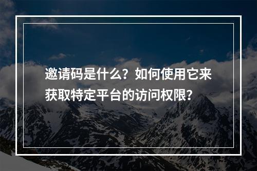 邀请码是什么?如何使用它来获取特定平台的访问权限?