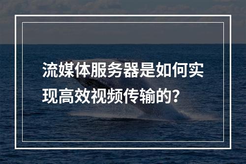 流媒体服务器是如何实现高效视频传输的?