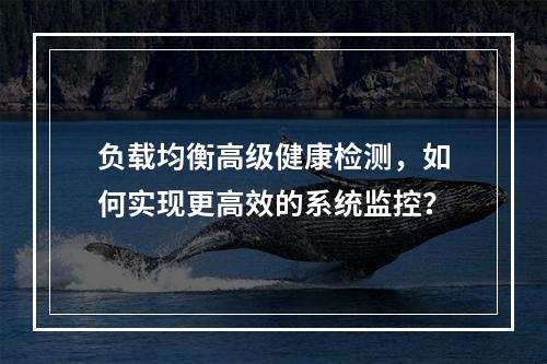 负载均衡高级健康检测,如何实现更高效的系统监控?