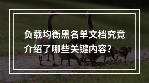 负载均衡黑名单文档究竟介绍了哪些关键内容?