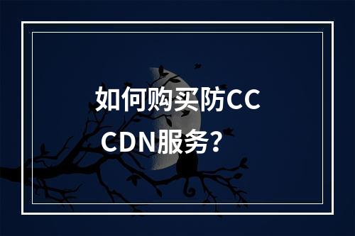 如何购买防CC CDN服务?