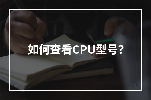 如何查看CPU型号?