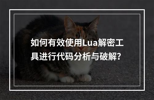 如何有效使用Lua解密工具进行代码分析与破解?