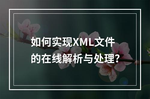 如何实现XML文件的在线解析与处理?