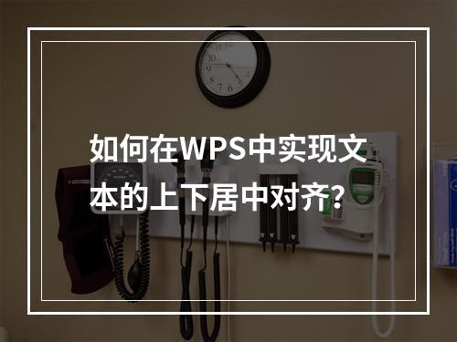 如何在WPS中实现文本的上下居中对齐?