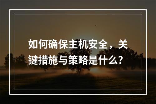 如何确保主机安全,关键措施与策略是什么?