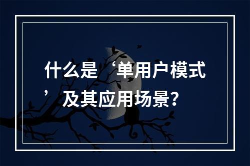 什么是‘单用户模式’及其应用场景?