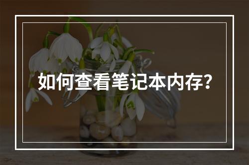 如何查看笔记本内存?