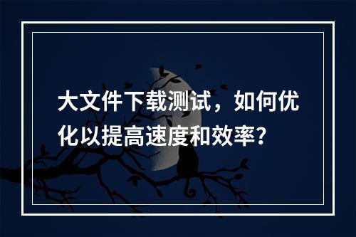 大文件下载测试,如何优化以提高速度和效率?