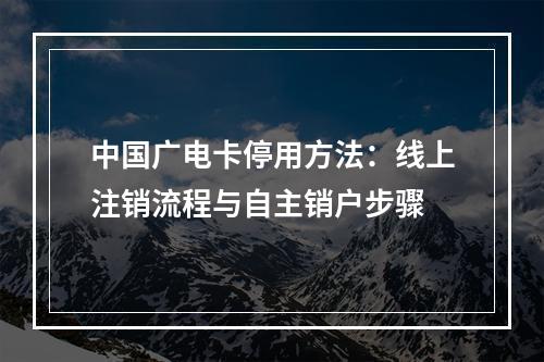 中国广电卡停用方法：线上注销流程与自主销户步骤