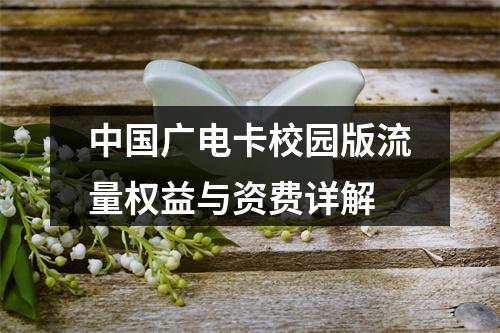 中国广电卡校园版流量权益与资费详解