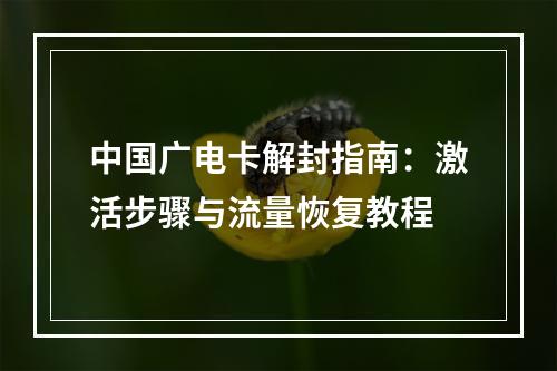 中国广电卡解封指南：激活步骤与流量恢复教程