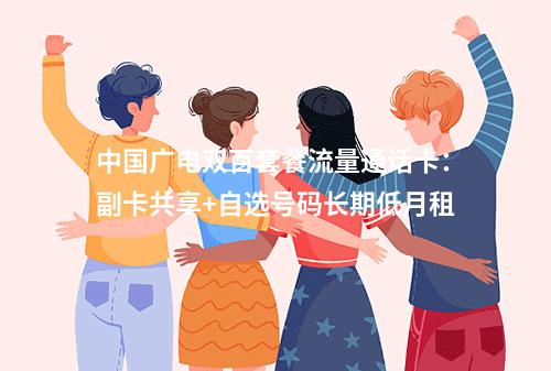 中国广电双百套餐流量通话卡：副卡共享+自选号码长期低月租