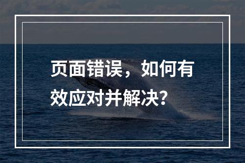 页面错误,如何有效应对并解决?