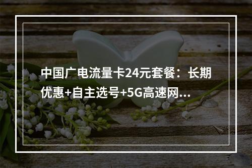 中国广电流量卡24元套餐：长期优惠+自主选号+5G高速网络