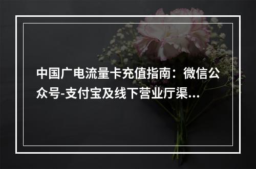 中国广电流量卡充值指南：微信公众号-支付宝及线下营业厅渠道解析
