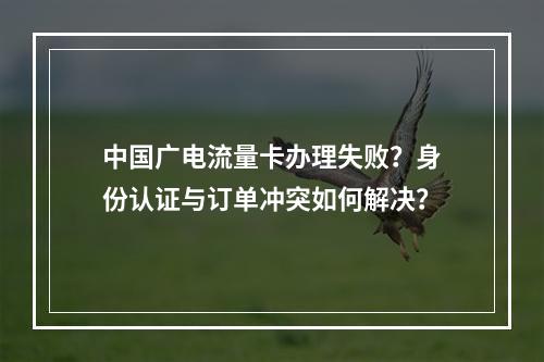 中国广电流量卡办理失败？身份认证与订单冲突如何解决？