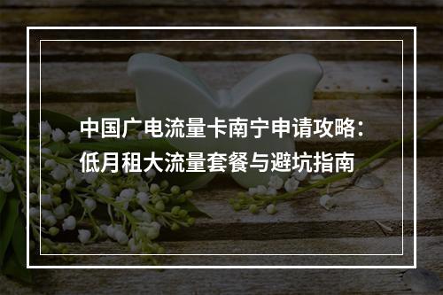 中国广电流量卡南宁申请攻略：低月租大流量套餐与避坑指南