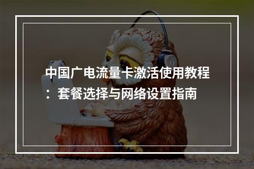 中国广电流量卡激活使用教程：套餐选择与网络设置指南