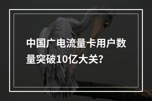 中国广电流量卡用户数量突破10亿大关？