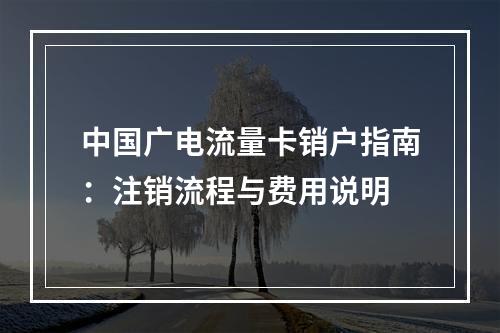 中国广电流量卡销户指南：注销流程与费用说明