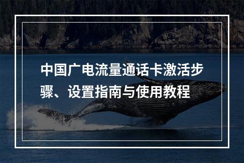 中国广电流量通话卡激活步骤、设置指南与使用教程