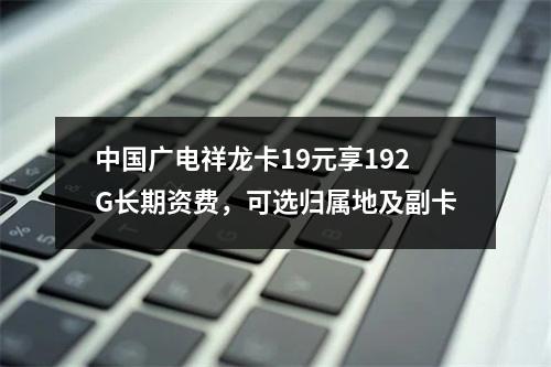 中国广电祥龙卡19元享192G长期资费，可选归属地及副卡