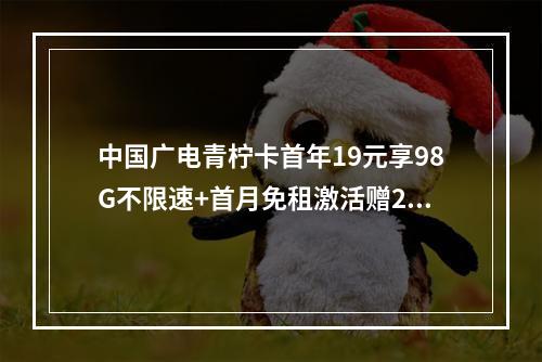 中国广电青柠卡首年19元享98G不限速+首月免租激活赠20元