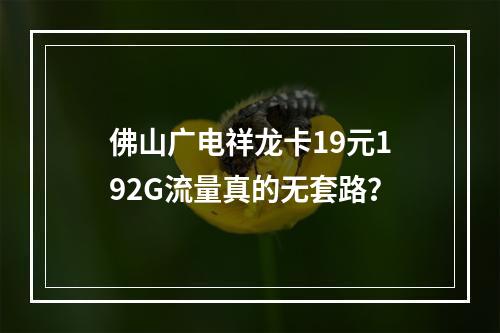 佛山广电祥龙卡19元192G流量真的无套路？