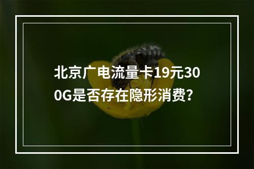 北京广电流量卡19元300G是否存在隐形消费？