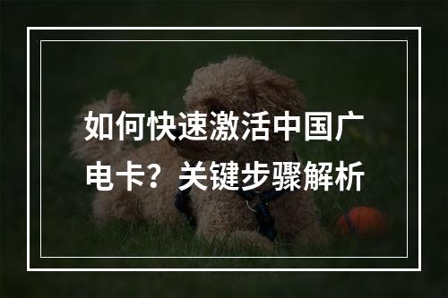 如何快速激活中国广电卡？关键步骤解析