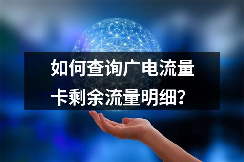 如何查询广电流量卡剩余流量明细？