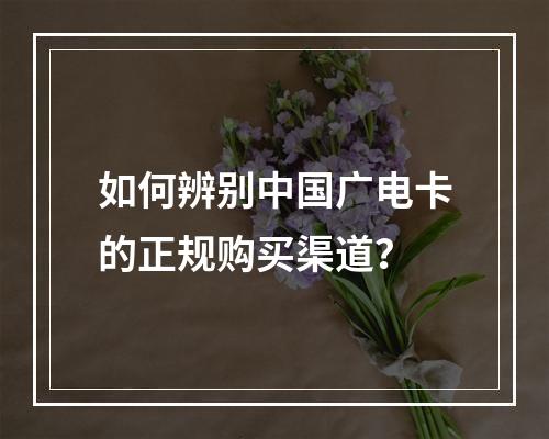 如何辨别中国广电卡的正规购买渠道？