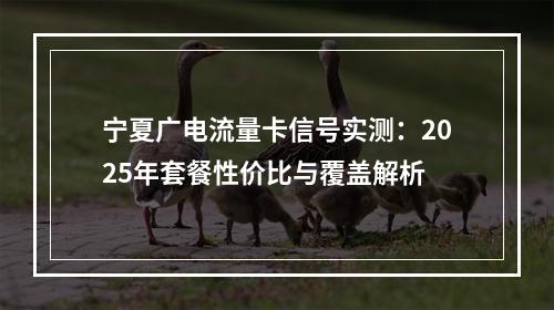 宁夏广电流量卡信号实测：2025年套餐性价比与覆盖解析