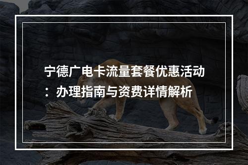 宁德广电卡流量套餐优惠活动：办理指南与资费详情解析