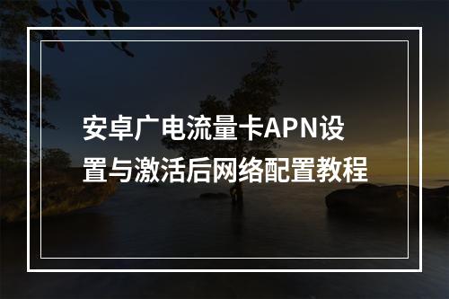 安卓广电流量卡APN设置与激活后网络配置教程
