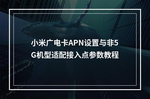 小米广电卡APN设置与非5G机型适配接入点参数教程