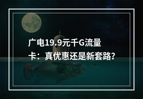 广电19.9元千G流量卡：真优惠还是新套路？