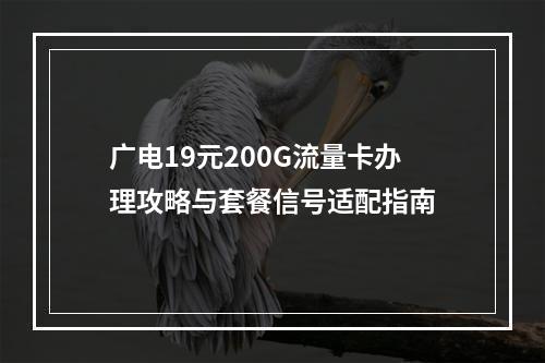 广电19元200G流量卡办理攻略与套餐信号适配指南