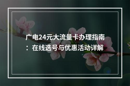 广电24元大流量卡办理指南：在线选号与优惠活动详解