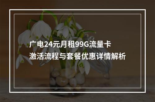 广电24元月租99G流量卡激活流程与套餐优惠详情解析