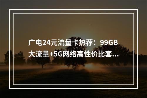 广电24元流量卡热荐：99GB大流量+5G网络高性价比套餐